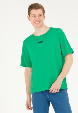 Erkek Elma Yeşili Comfort Bisiklet Yaka Tişört - 50263285043