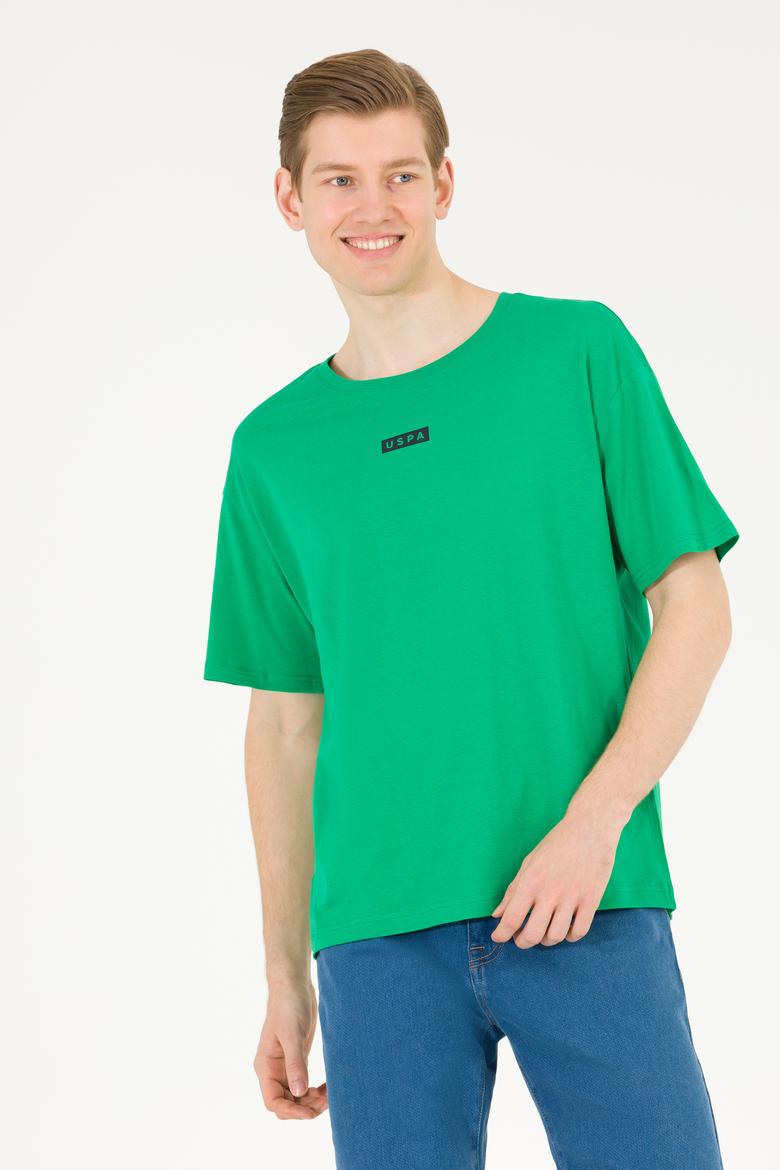 Erkek Elma Yeşili Comfort Bisiklet Yaka Tişört - 50263285043