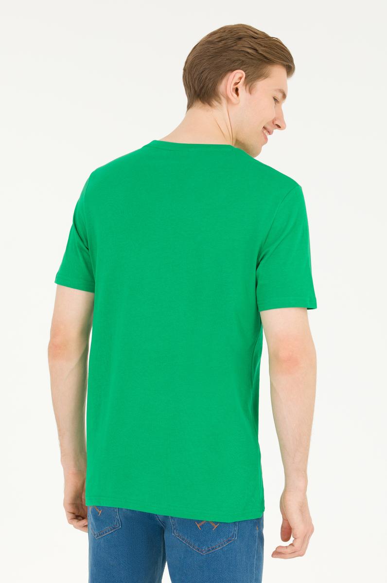 Erkek Yeşil Bisiklet Yaka Tişört