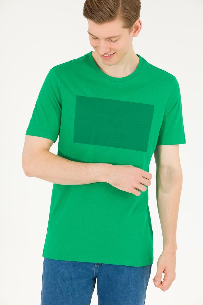 Erkek Yeşil Bisiklet Yaka Tişört - 50263564023