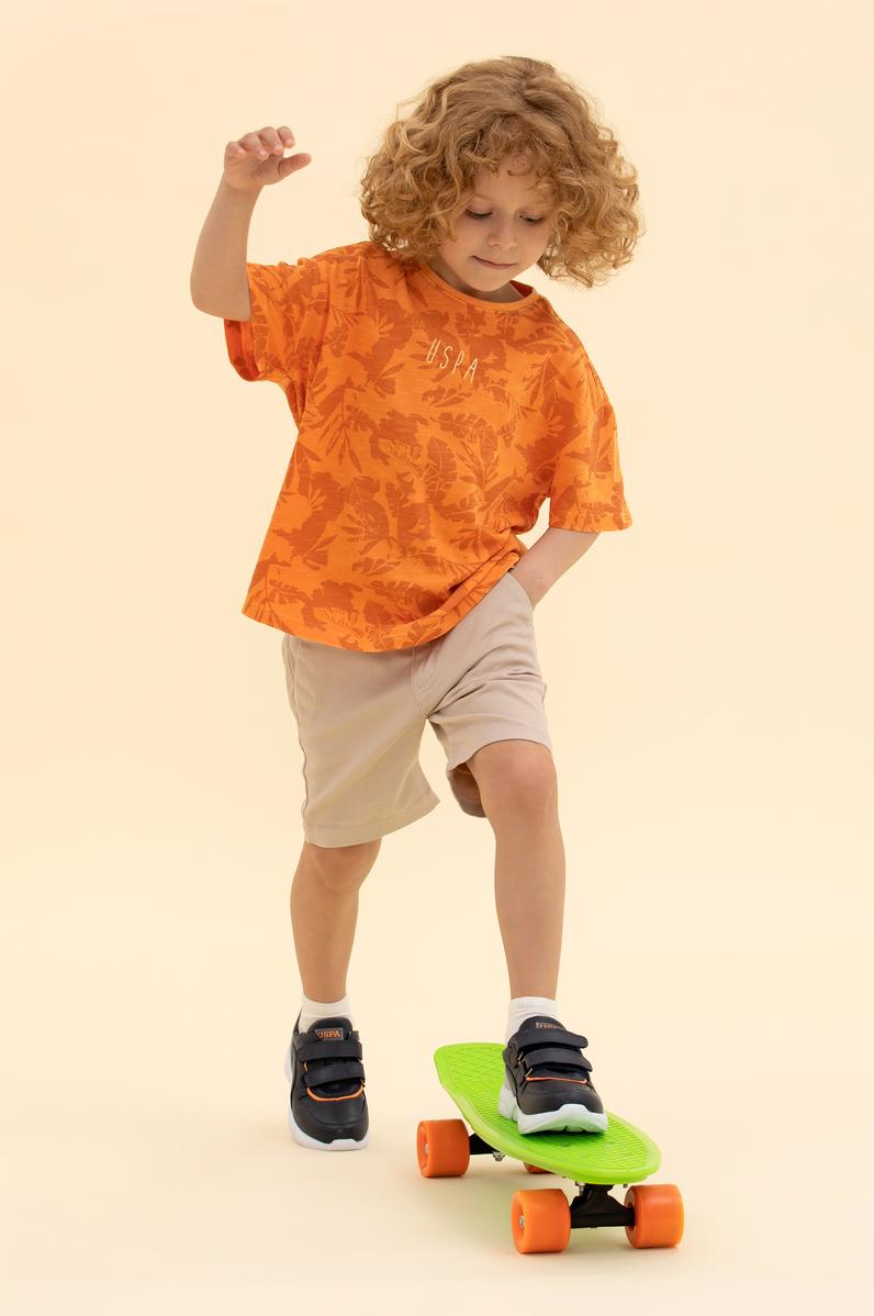 Çocuk Turuncu Bisiklet Yaka Tişört