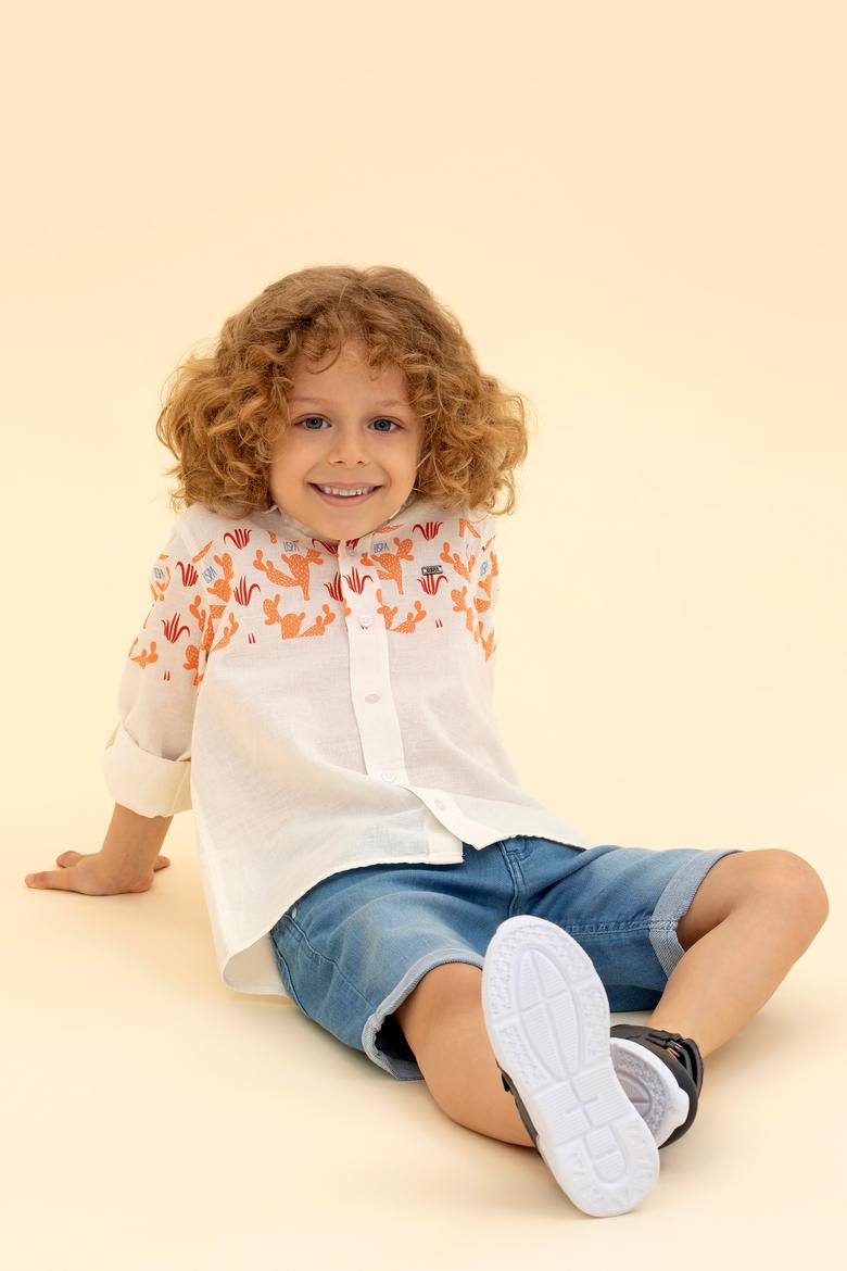 Erkek Çocuk Turuncu Uzun Kollu Gömlek - 50264502010