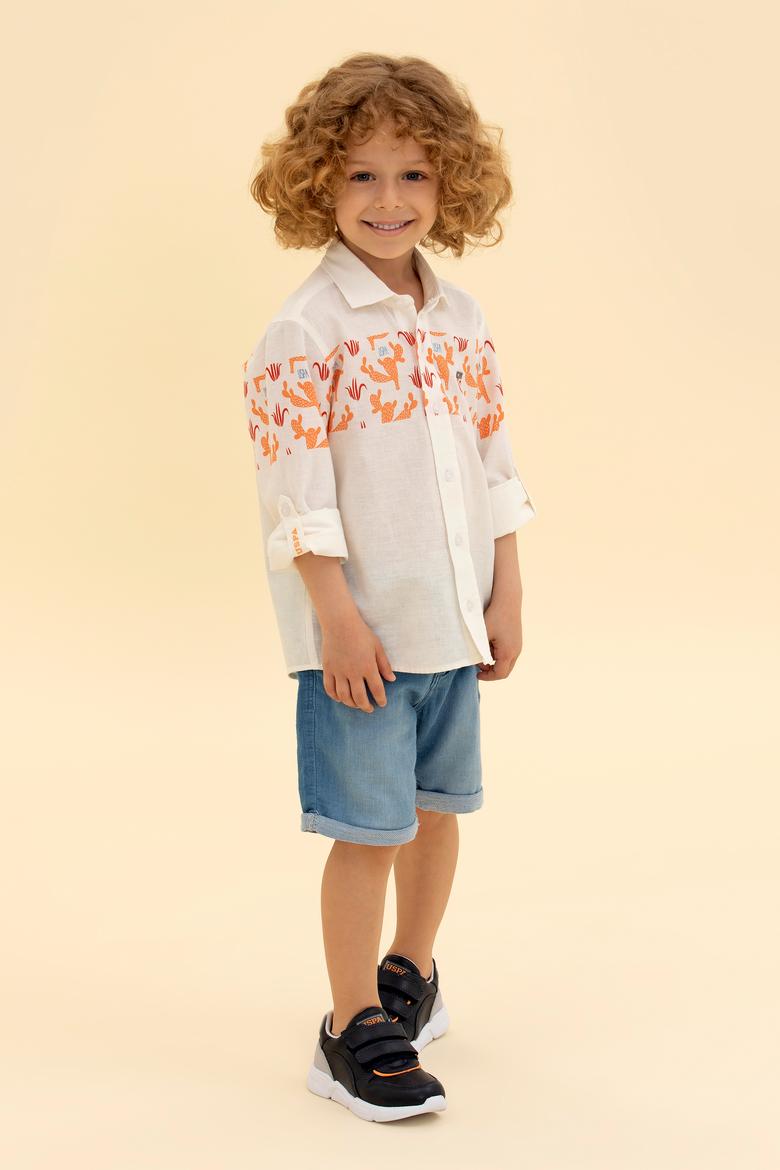 Erkek Çocuk Turuncu Uzun Kollu Gömlek