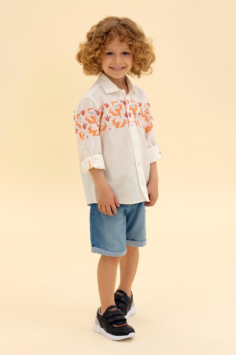 Erkek Çocuk Turuncu Uzun Kollu Gömlek