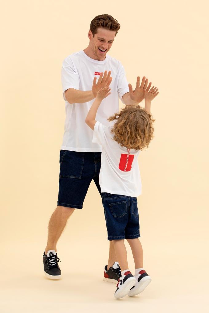 Erkek Beyaz Comfort Bisiklet Yaka Tişört