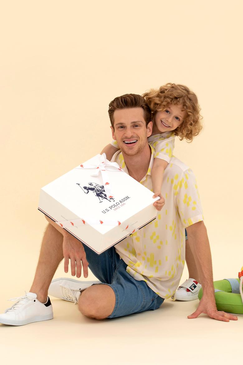 Erkek Ekru Kısa Kollu Gömlek