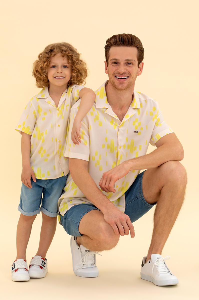 Erkek Ekru Kısa Kollu Gömlek