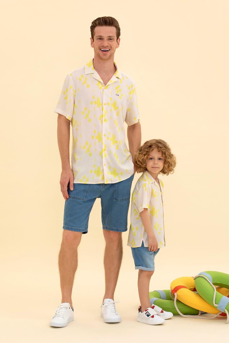 Erkek Çocuk Ekru Kısa Kollu Gömlek - 50264501022