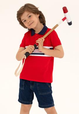 Erkek Çocuk Kırmızı Polo Yaka Tişört - 50266066018