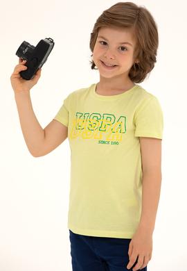Çocuk Açık Sarı Bisiklet Yaka Tişört - 50266042008