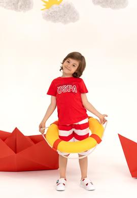 Çocuk Kırmızı Bisiklet Yaka Tişört - 50266042044