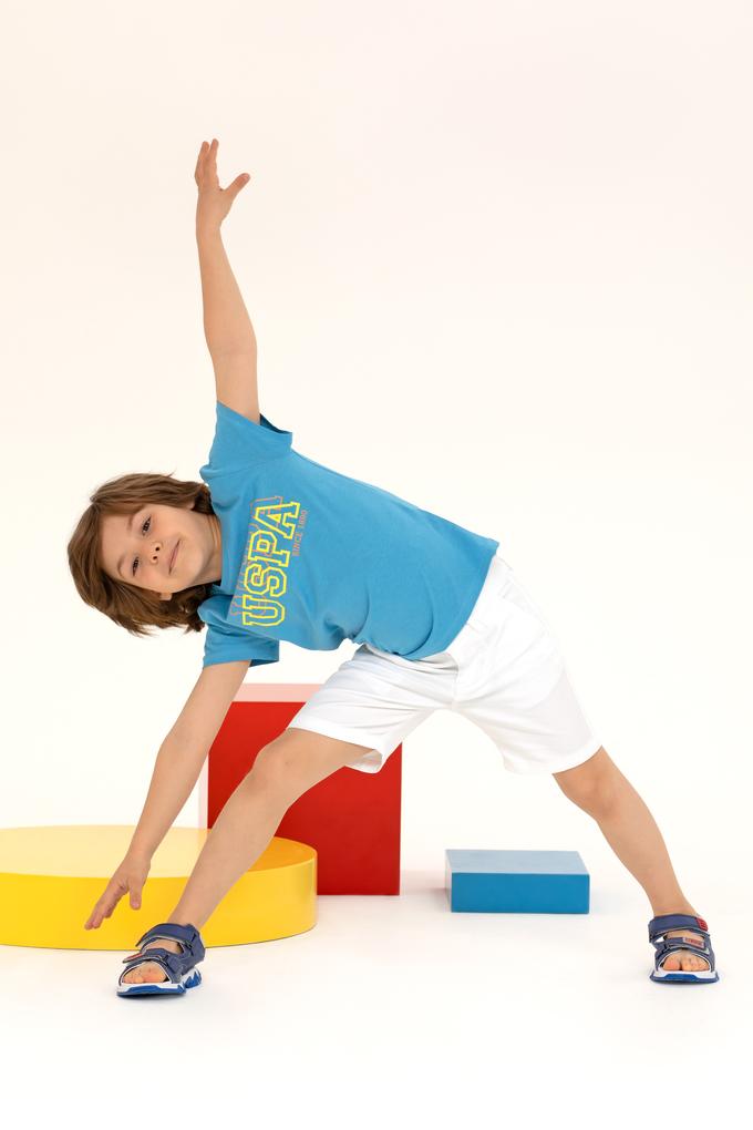 Çocuk Turkuaz Bisiklet Yaka Tişört