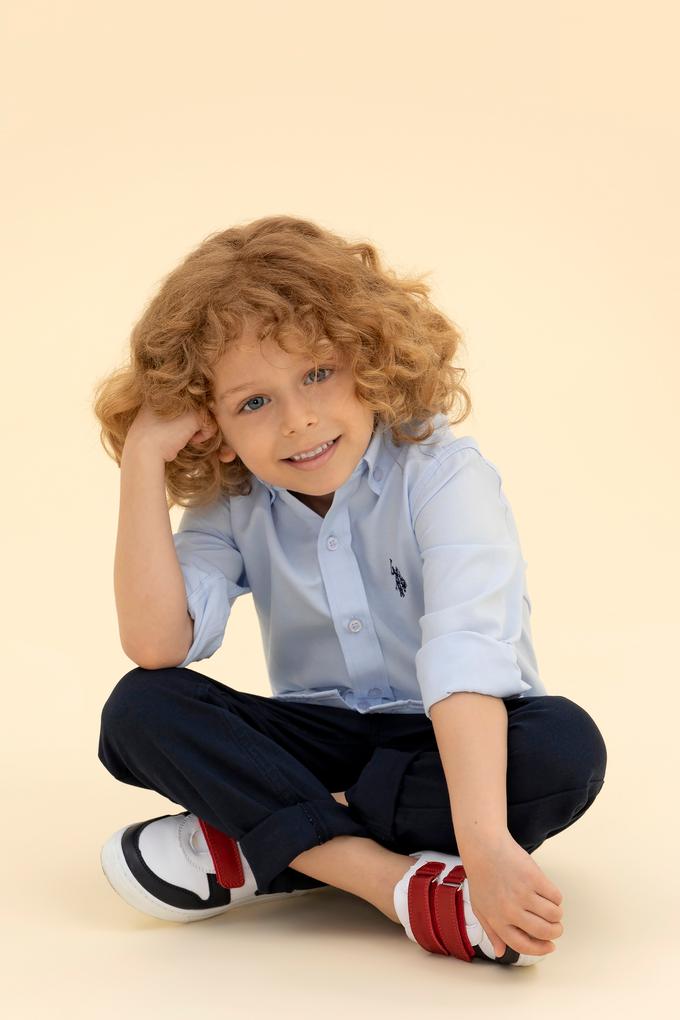 Erkek Çocuk Açık Mavi Uzun Kollu Basic Gömlek