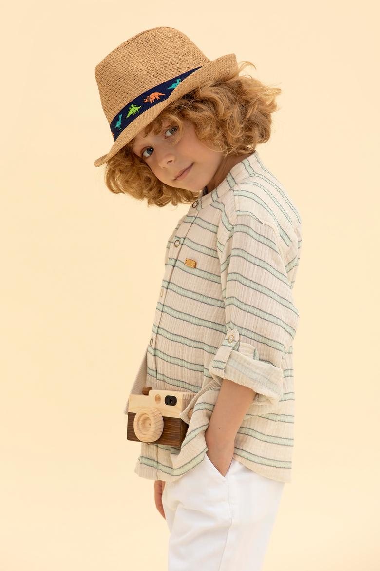 Erkek Çocuk Su Yeşili Uzun Kollu Gömlek