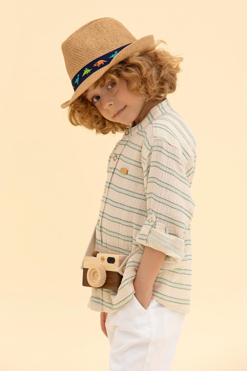 Erkek Çocuk Su Yeşili Uzun Kollu Gömlek