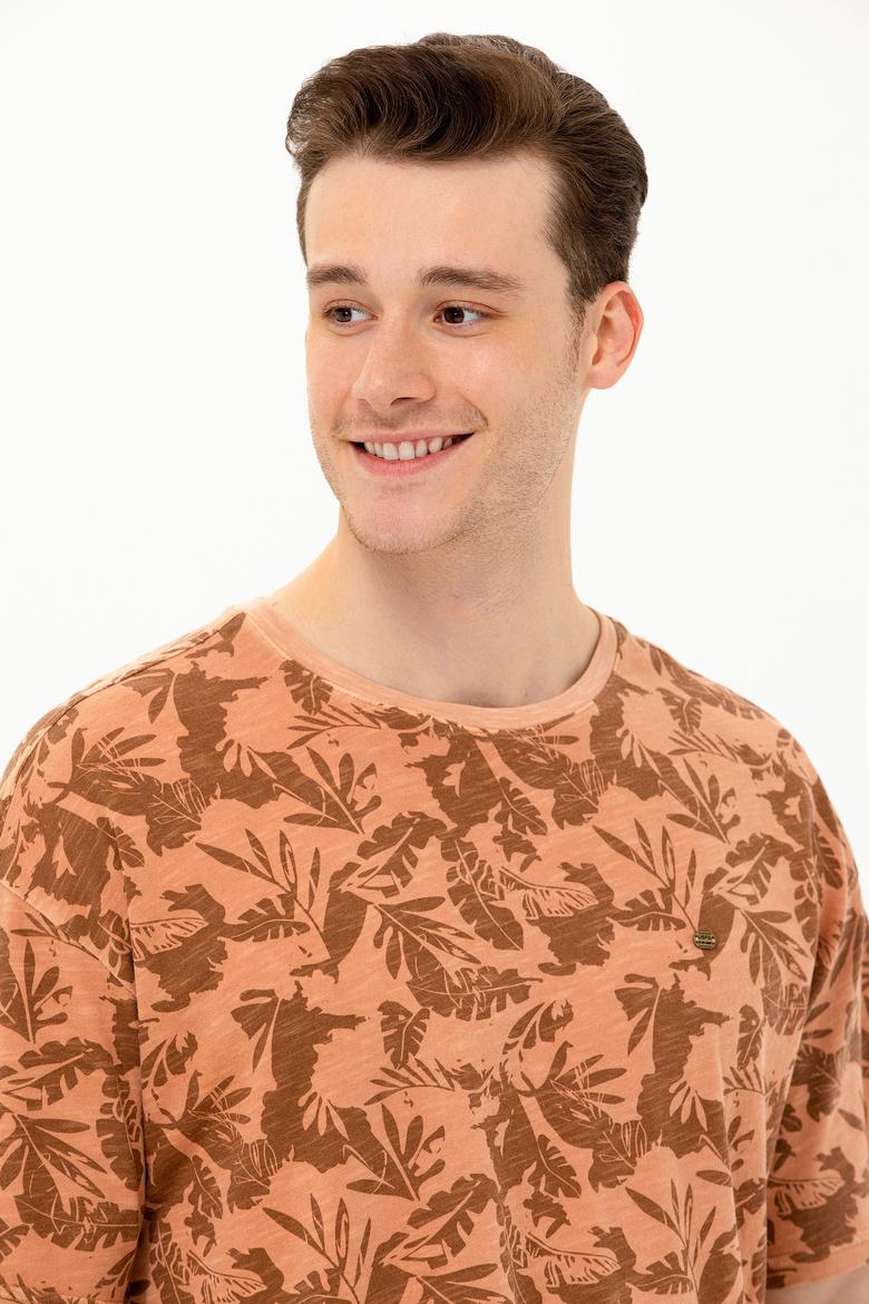 Erkek Pudra Comfort Bisiklet Yaka Tişört - 50263488034