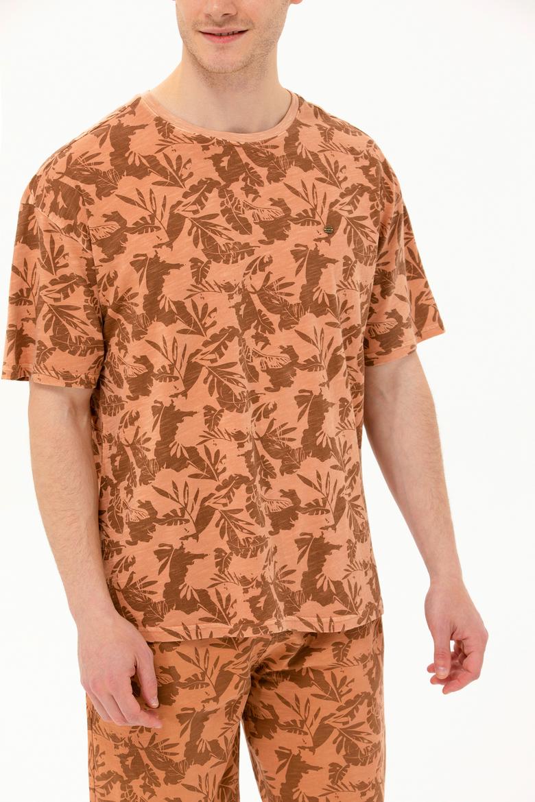 Erkek Pudra Comfort Bisiklet Yaka Tişört - 50263488034