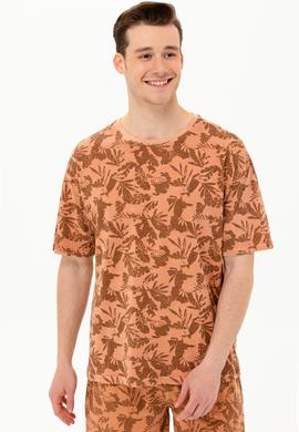 Erkek Pudra Comfort Bisiklet Yaka Tişört - 50263488034