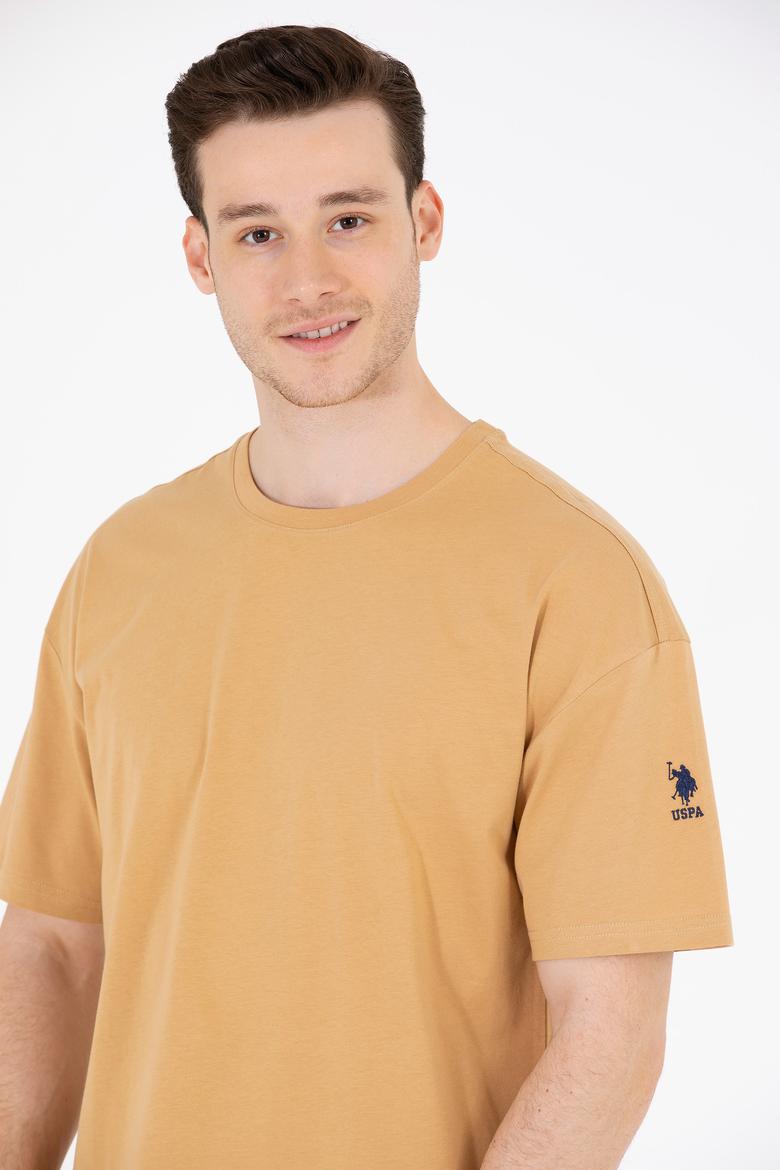 Erkek Camel Oversize Bisiklet Yaka Tişört - 50264917008