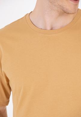 Erkek Camel Oversize Bisiklet Yaka Tişört - 50264917008