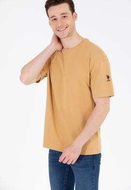 Erkek Camel Oversize Bisiklet Yaka Tişört - 50264917008