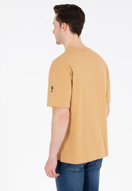 Erkek Camel Oversize Bisiklet Yaka Tişört - 50264917008