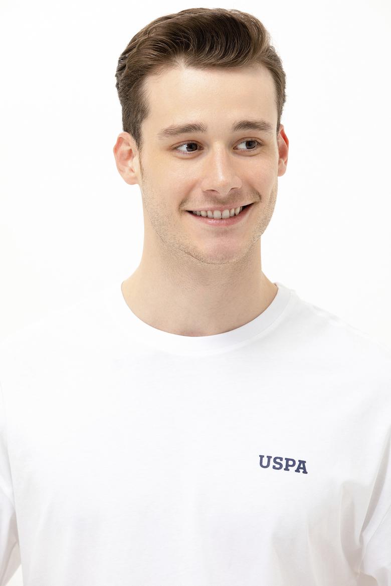 Erkek Beyaz Oversize Bisiklet Yaka Tişört - 50264935008