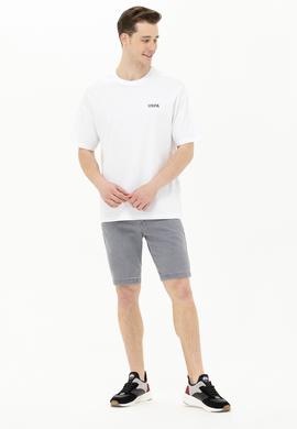 Erkek Beyaz Oversize Bisiklet Yaka Tişört - 50264935008