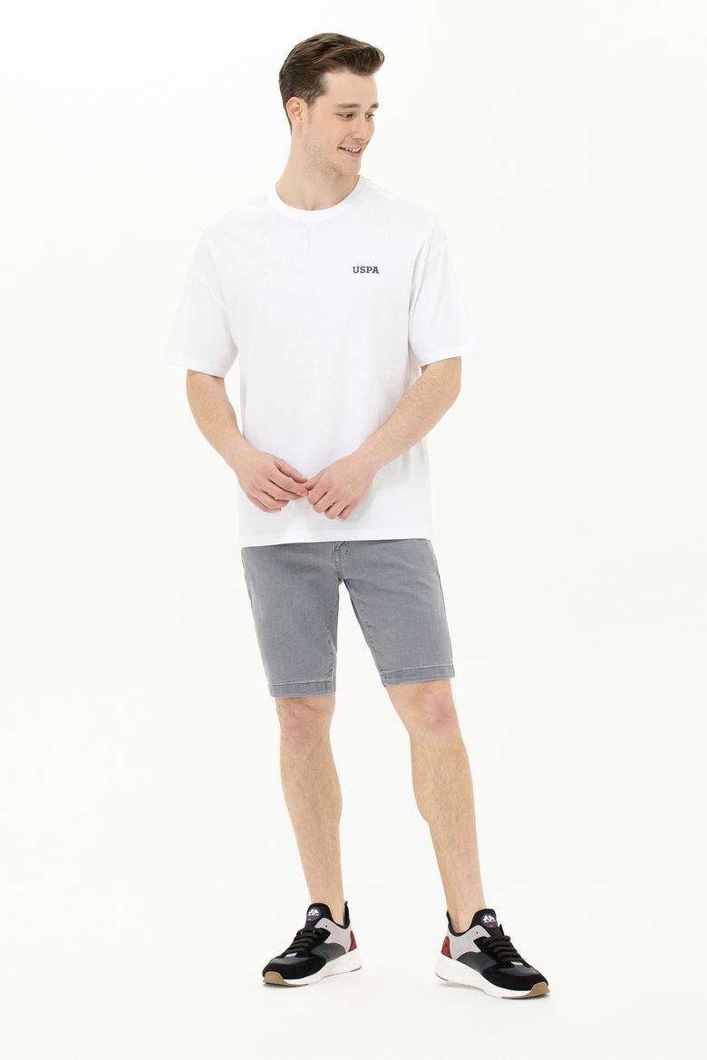 Erkek Beyaz Oversize Bisiklet Yaka Tişört - 50264935008