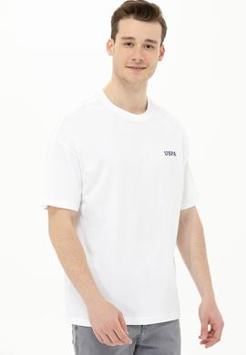 Erkek Beyaz Oversize Bisiklet Yaka Tişört - 50264935008