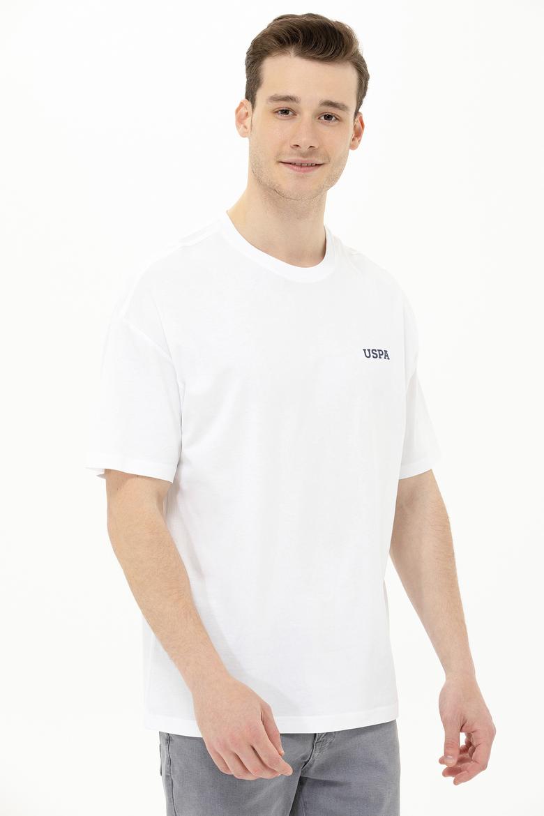 Erkek Beyaz Oversize Bisiklet Yaka Tişört - 50264935008