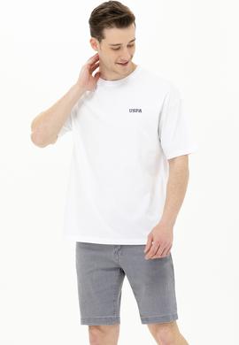 Erkek Beyaz Oversize Bisiklet Yaka Tişört - 50264935008