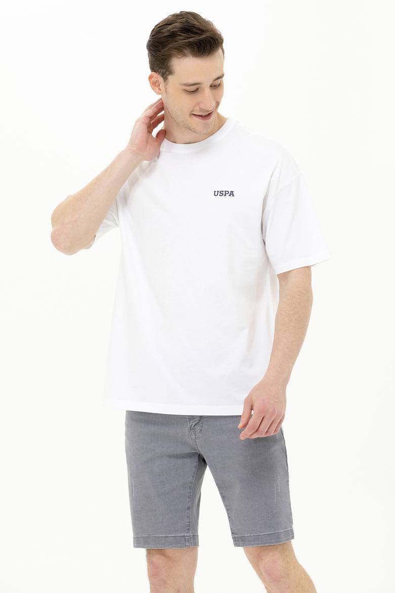 Erkek Beyaz Oversize Bisiklet Yaka Tişört