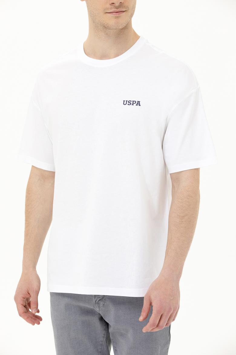 Erkek Beyaz Oversize Bisiklet Yaka Tişört - 50264935008