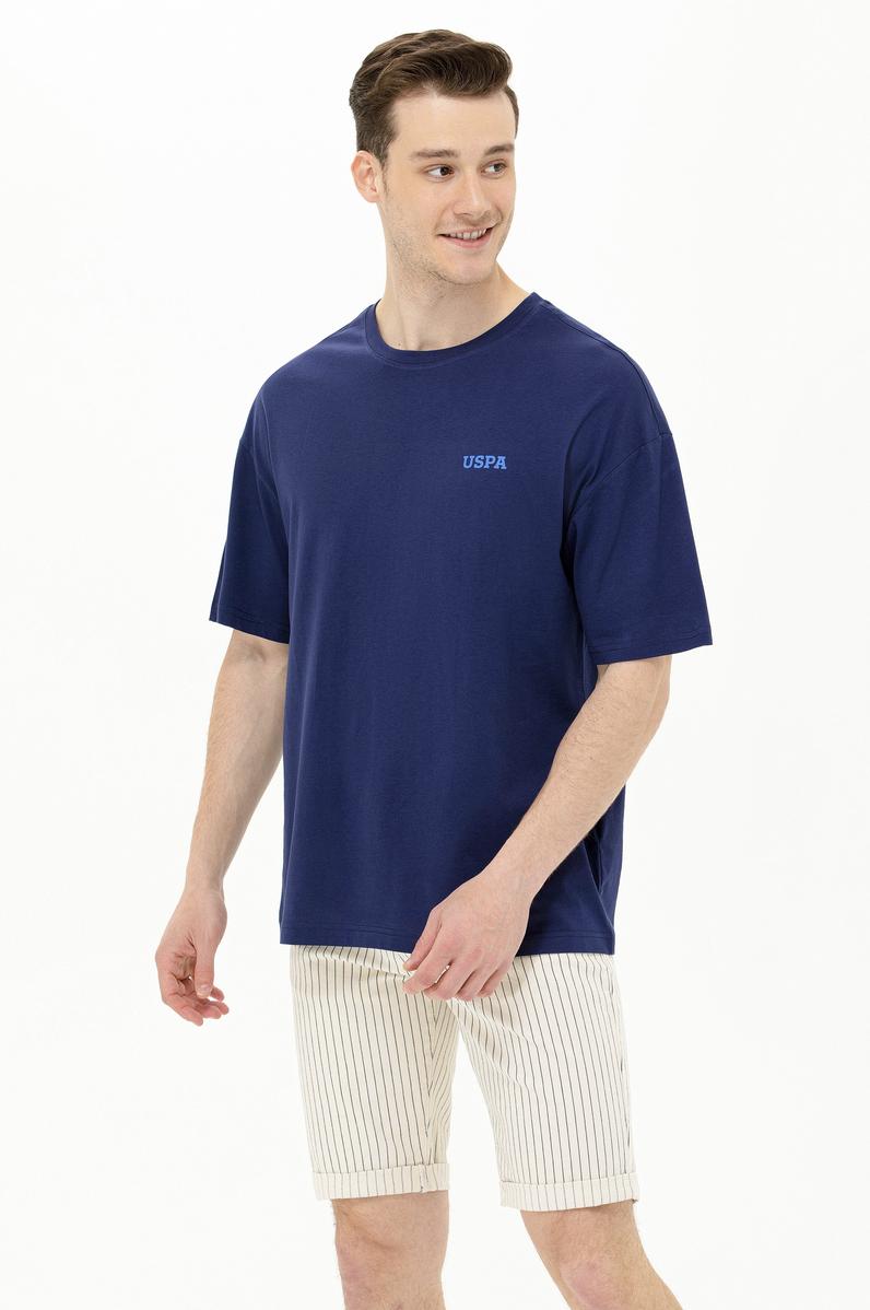 Erkek Lacivert Oversize Bisiklet Yaka Tişört