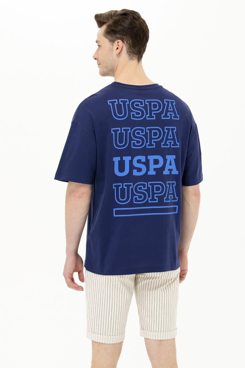 Erkek Lacivert Oversize Bisiklet Yaka Tişört - 50264935018