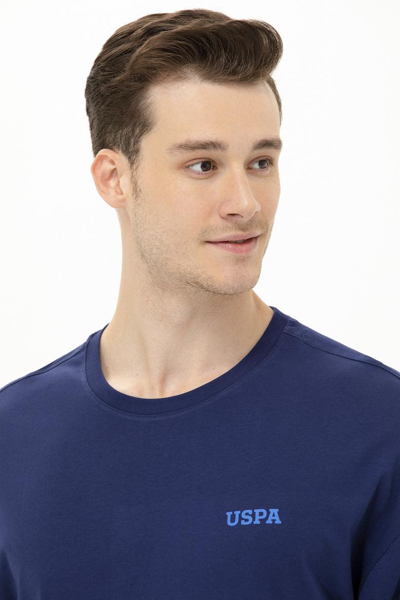 Erkek Lacivert Oversize Bisiklet Yaka Tişört - 50264935018