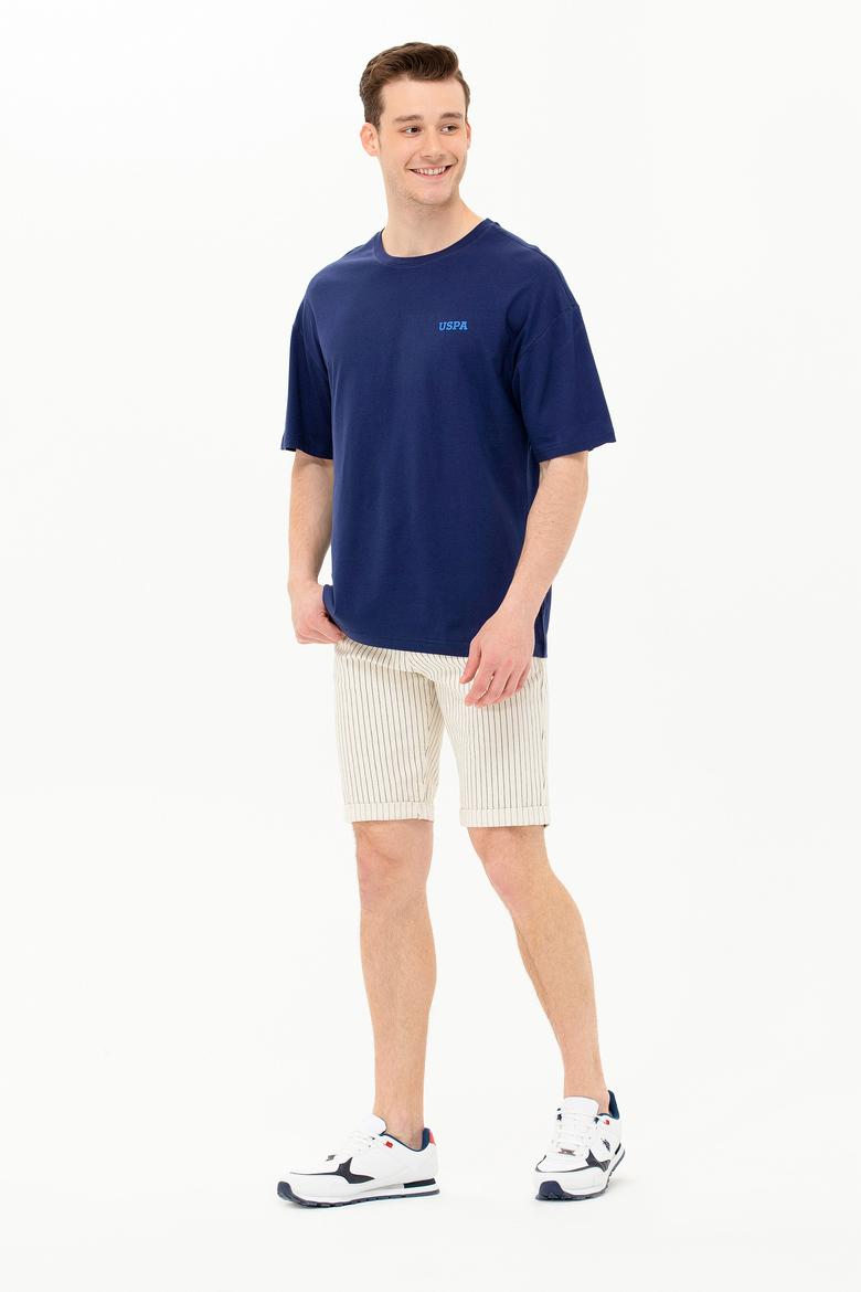 Erkek Lacivert Oversize Bisiklet Yaka Tişört - 50264935018