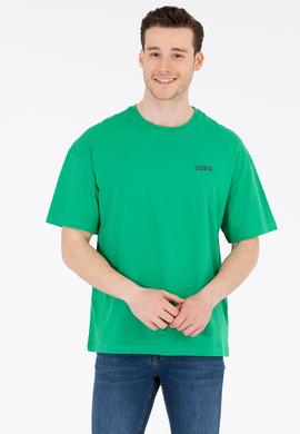 Erkek Yeşil Oversize Bisiklet Yaka Tişört - 50264935028