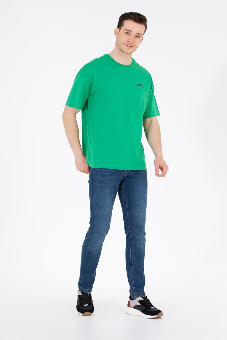 Erkek Yeşil Oversize Bisiklet Yaka Tişört - 50264935028