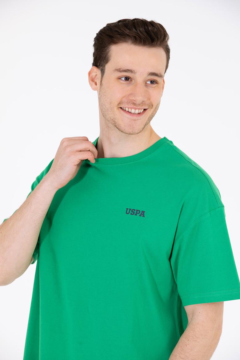 Erkek Yeşil Oversize Bisiklet Yaka Tişört - 50264935028