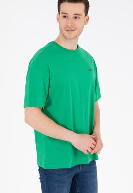 Erkek Yeşil Oversize Bisiklet Yaka Tişört - 50264935028