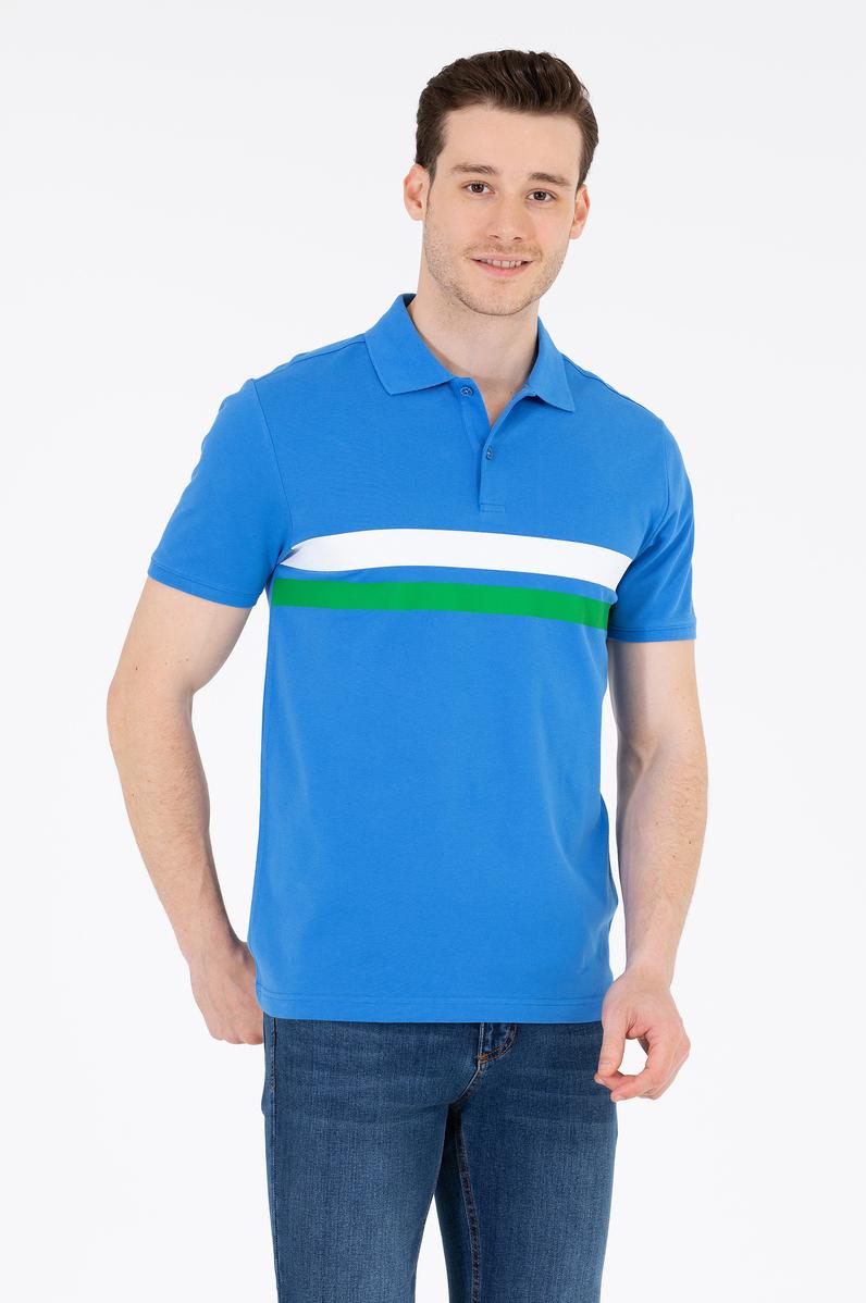 Erkek Saks Polo Yaka Tişört