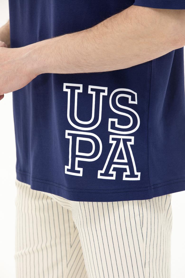 Erkek Lacivert Oversize Bisiklet Yaka Tişört - 50264938013