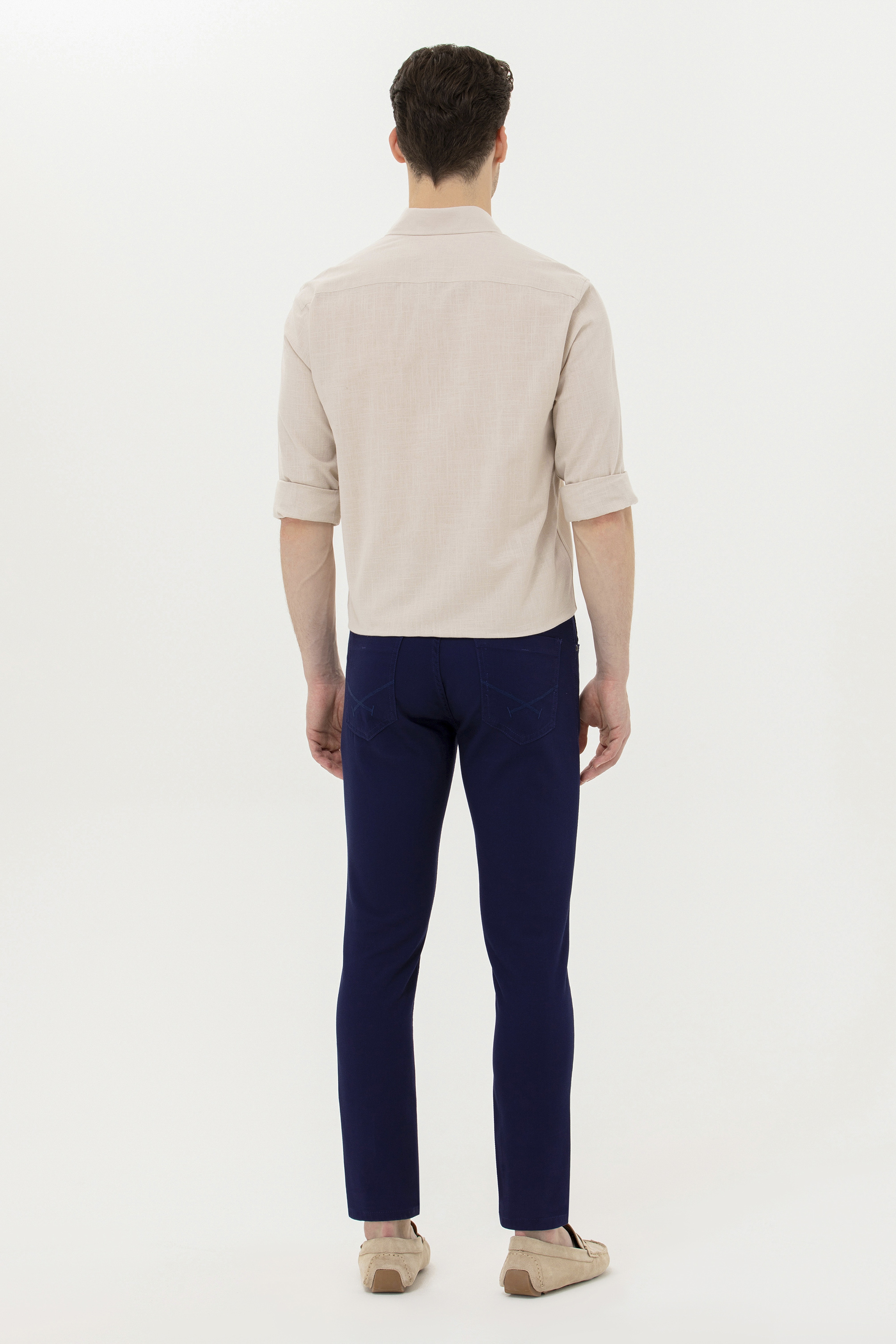 Erkek Slim Fit Lacivert Kanvas Pantolon - Image 4
