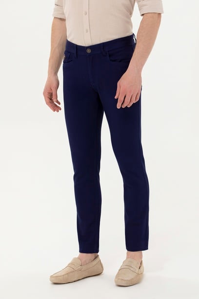 Erkek Slim Fit Lacivert Kanvas Pantolon