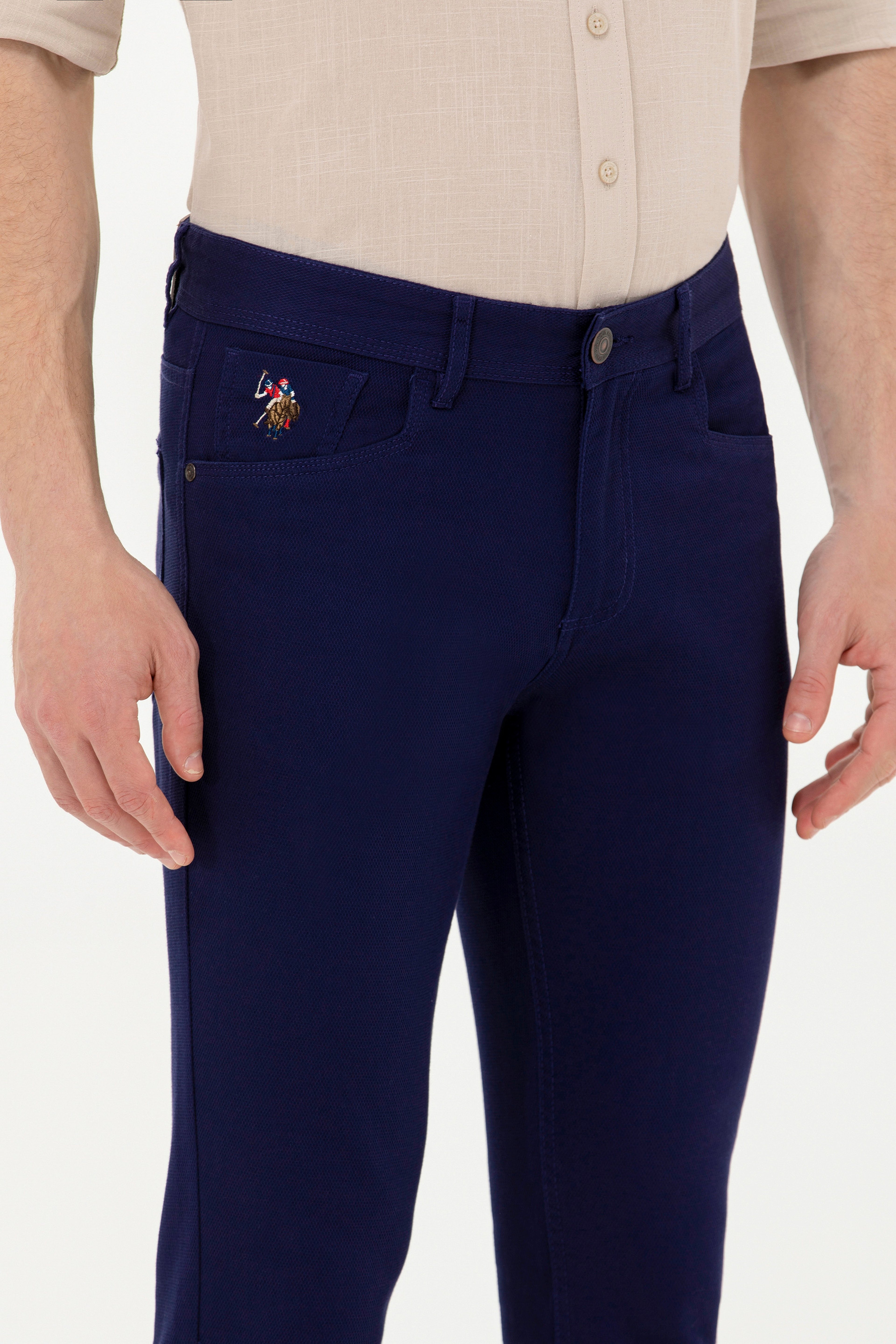 Erkek Slim Fit Lacivert Kanvas Pantolon - Image 5