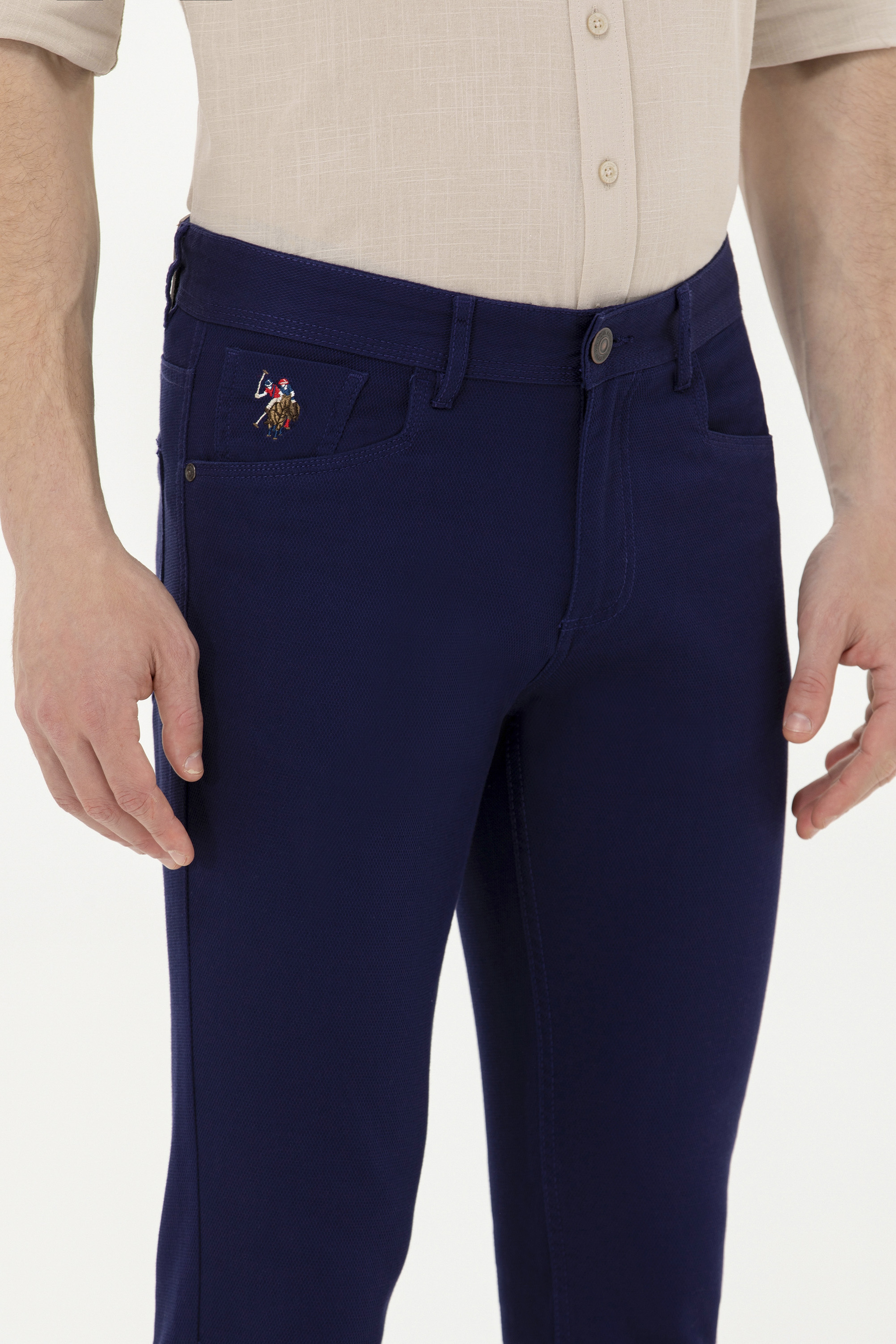 Erkek Slim Fit Lacivert Kanvas Pantolon