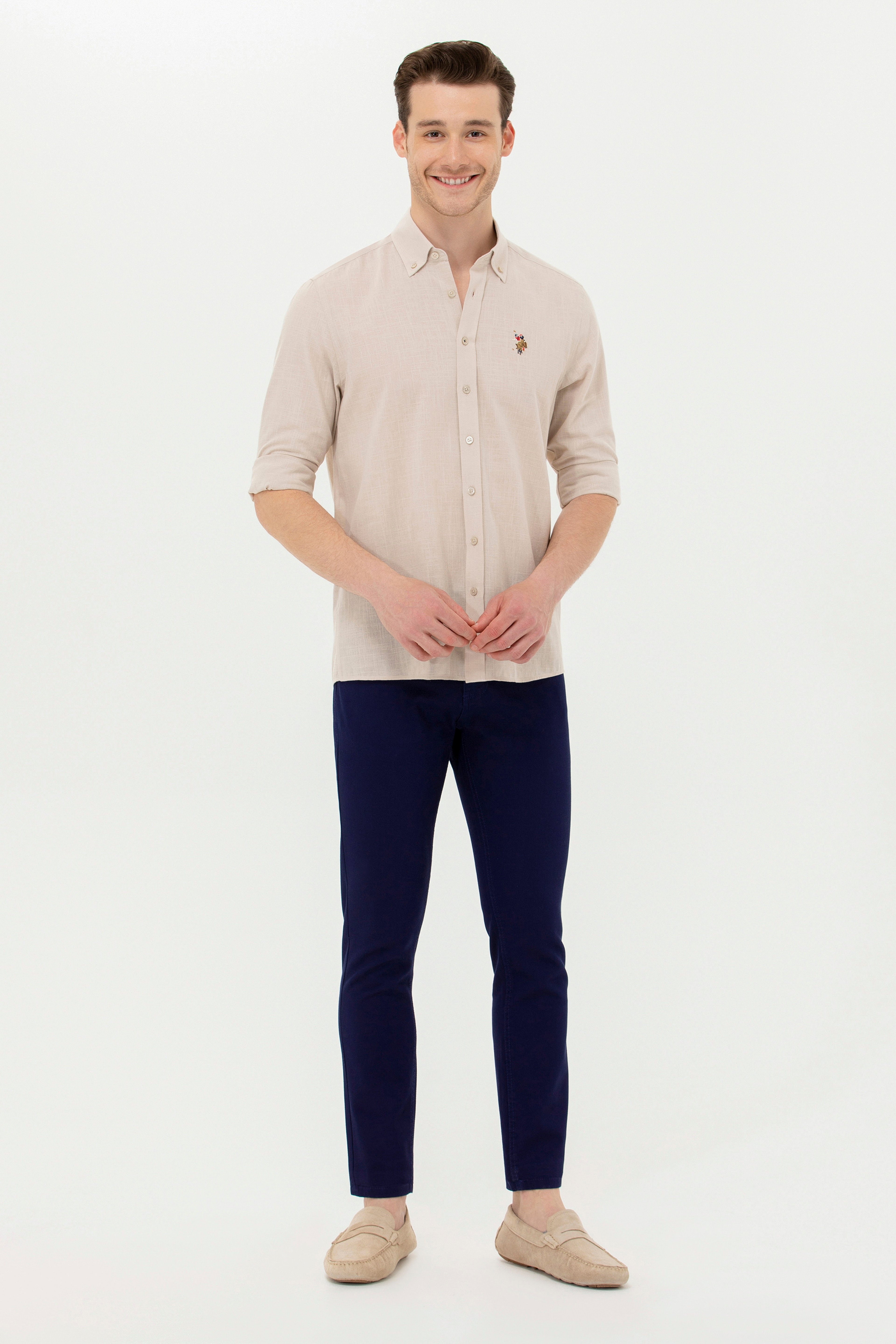 Erkek Slim Fit Lacivert Kanvas Pantolon - Image 3