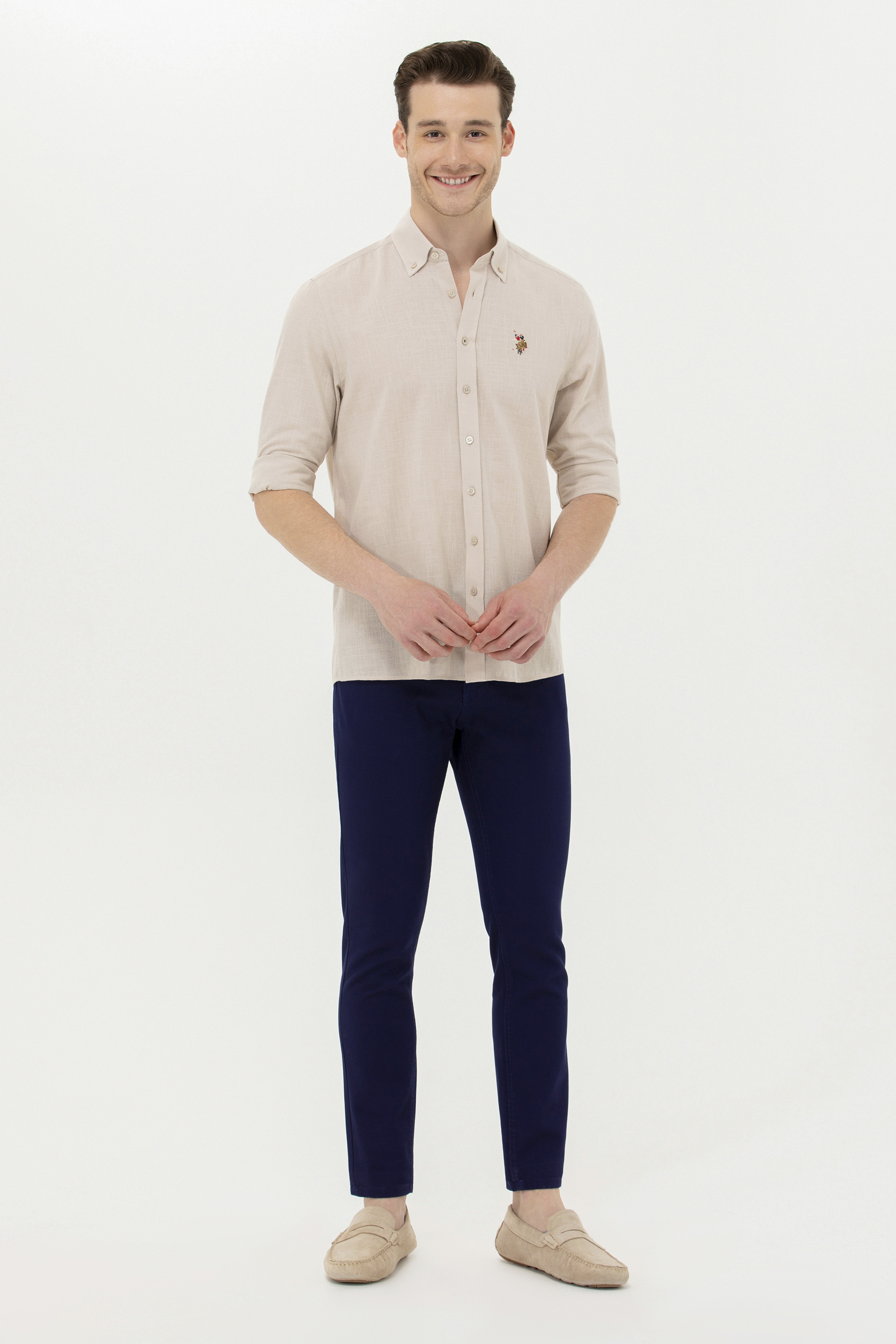 Erkek Slim Fit Lacivert Kanvas Pantolon
